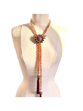 BOHO LUXE | Golden Sunflower Crystal Lariat Necklace | Miss Mandy’s Exclusive